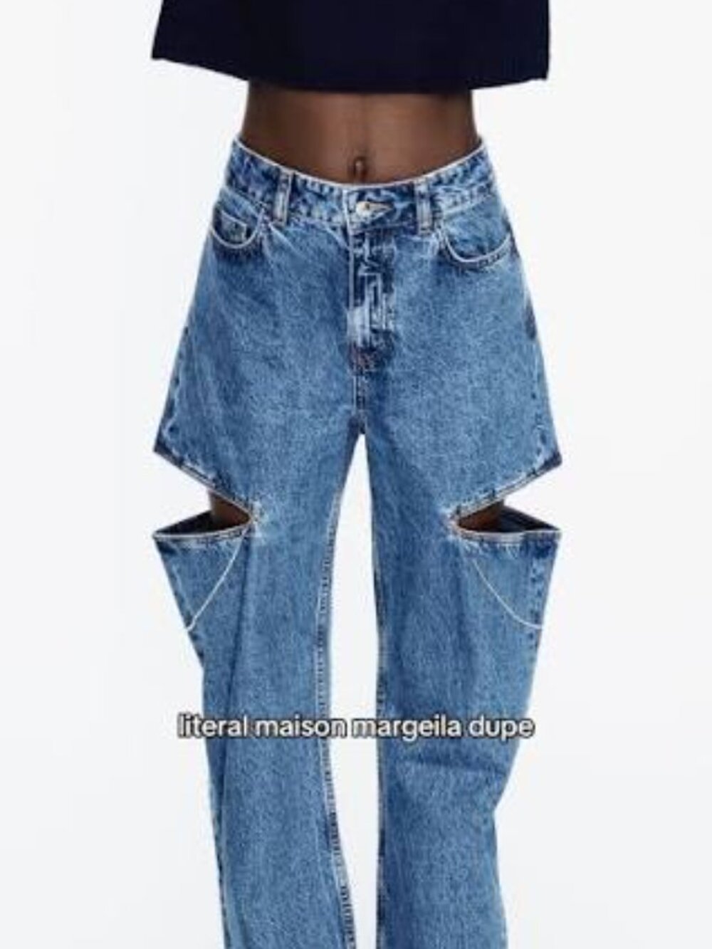 Zara Blue Cut-Out Denim Jeans Size 2